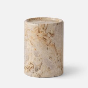 Open Cylinder Stone Side Table::beige::main in zoom modal